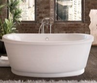 Oval Freestanding Bath with Curving Rim, Recessed Base