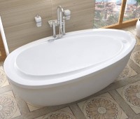 Oval End Drain Freestanding Bath with Raised Back