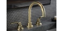 Widespread Sink Faucet with Tall Curving Spout, Industrial Lever Handles