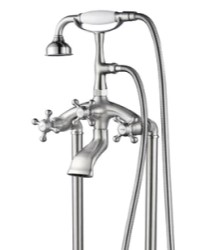 Cross Handles, Telephone Style Hand Shower Craddle, Freestanding Tub Faucet