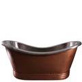 Large Oval Double Slipper Copper Tub with Nickel Interior