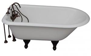 White Clawfoot Tub with Oile Rubbed Bronze Tub Faucets