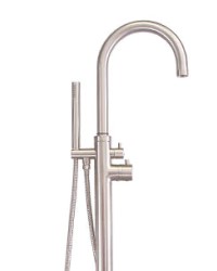 Curving Floor Mount Tub Filler with Wand Hand Shower