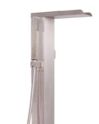 Open Waterfall Spout Freestanding Tub Filler with Hand Shower