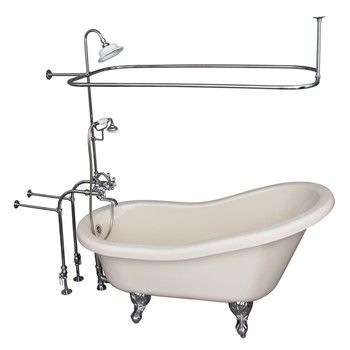 Bisque Fillmore Tub & Shower with Chrome Cross Handle Faucet 4602-MC