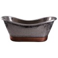 Nickel & Copper Slipper Bath with Mosaic Front