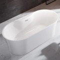 Oval Freestanding Tub with Faucet Deck, Flat Rim
