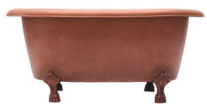Small, Double Roll Top Copper Tub with Ball and Claw Feet