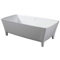 Rectangle Freestanding Tub with Sharp Corners, Modern Feet and Slotted Overflow