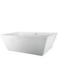Wide Rectangle Freestanding Bath with Center - Side Drain