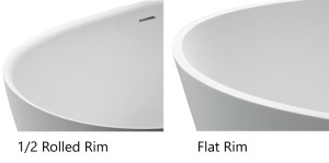 The rim of the tub is rounded into the Tub or Flat