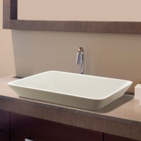 Rectangle Semi-Recessed Sink with Curving Sides Matching Addison Freestanding Bath