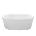 Small Oval Freestanding Tub with Faucet Deck, Center Drain, Linear Overflow