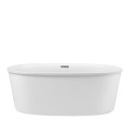 Small Oval Freestanding Tub with Center Drain, Linear Overflow, Overlapping Rim