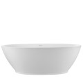 Oval Freestanding Tub with Curving Sides, Flat Rim, Center Side Drain