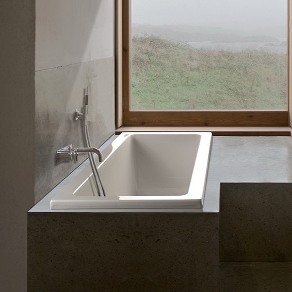 Andrea Bathtub Installed as a Drop-in with Wall Tub Faucet