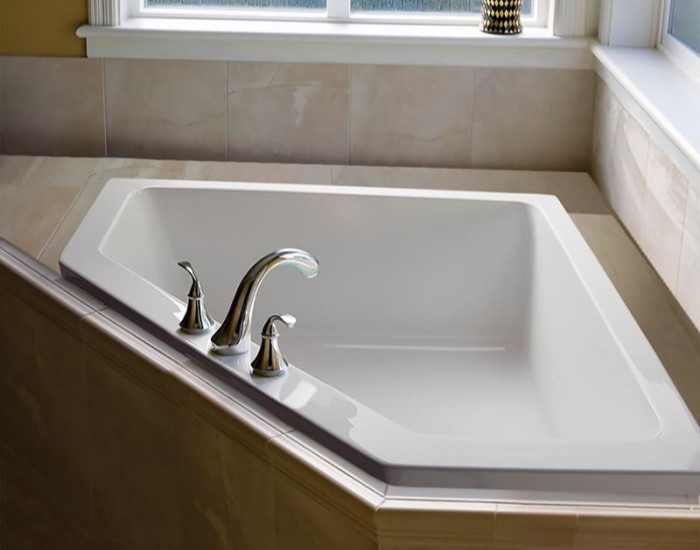 Deborah 2 Bathtub Installed as a Drop-in with Deck Mount Tub Faucet