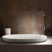 Oval Semi-Recessed Sink with Curving Sides Matching Elena Freestanding Bath