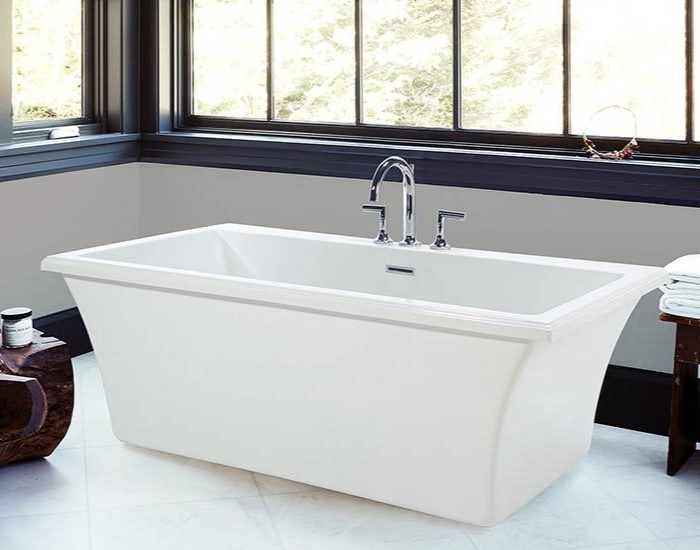 Freestanding Rectangle Bath with 2 Backrests, 1 Wide Rim