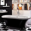 Freestanding Bath with Center Drain, Rolled Rim and Pedestal Base