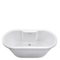Oval Freestanding Bath with Faucet Deck, Center Side Drain, Flat Rim
