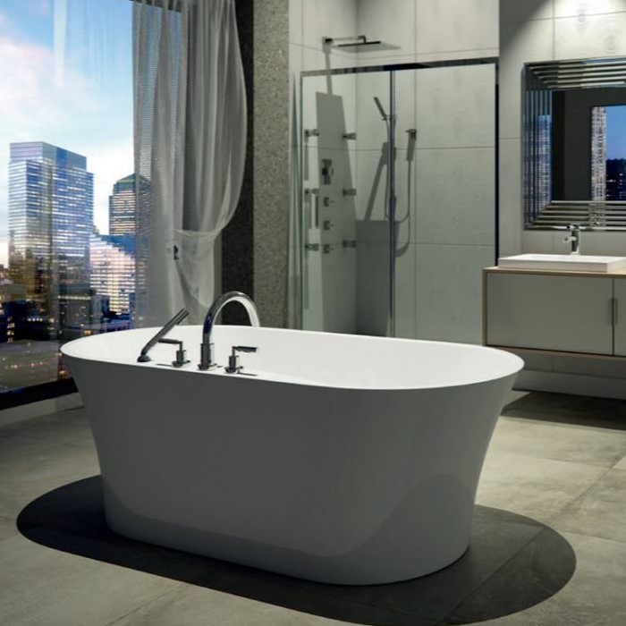 Oval Freestanding Bath with Curving Sides, Faucet Deck