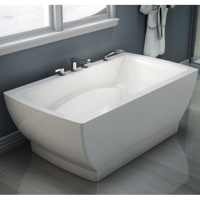 Freestanding Rectangle Tub, Curving Sides, Flat Rim