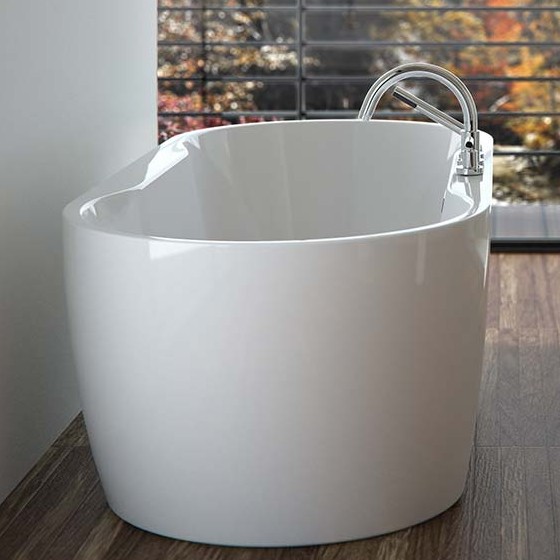 Modern Oval Freestanding Bath with Smooth Sides, Faucet Decks