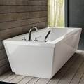 Rectangle Freestanding Bath, Faucet Deck, Angled Sides, End Drain