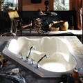 Corner Bath with Side-by-side Bathing, Elegant Raised Backrests