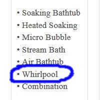 Indicates Whirlpool Tub Option