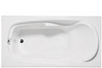 Rectangle End Drain Tub, Oval Bathing Area, Curving Armrests