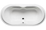 Oval Bathtub with Armrests and Center Side Drain, Raised Backrests