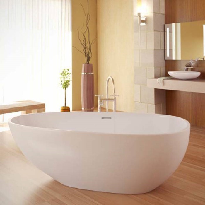 Oval Freestanding Tub with One Side Angled More, Curving Sides