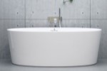 Oval Freestanding Tub with Angled Sides, Flat Rim, Center Drain