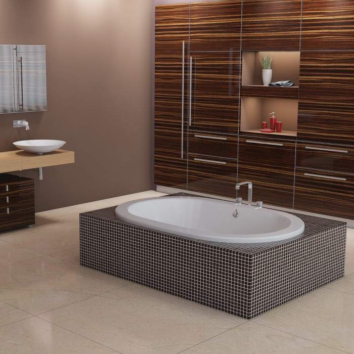 Sol Installed as a Drop-in in a Freestanding Tile Surround