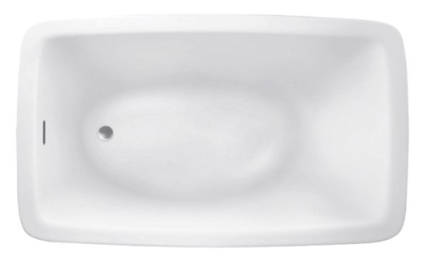 Rectangle Bathtub with Oval Bathing Area, Curving Sides, End Drain