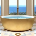 Round Freestanding Tub with Gold Metalic Exterior