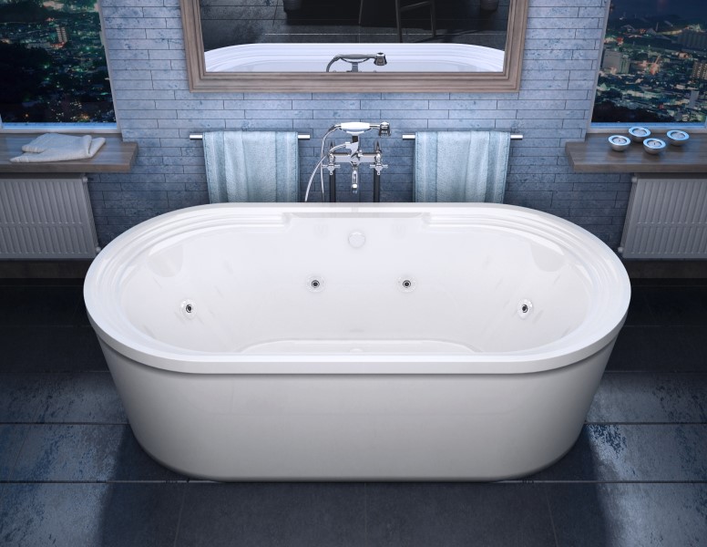 Freestanding Tub with 8 Deep Tissue Whirlpool Jets