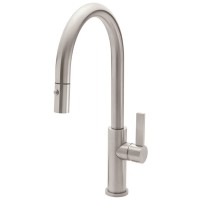 Modern Pull Down, Tall Curving Spout, Button Squeeze Trigger