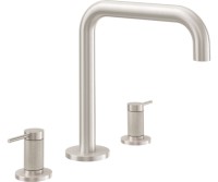 Tub Faucet Curving Spout, Post Handles, Knurl Column