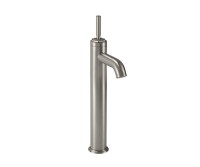 Tall single hole faucet with tubular spout, top smooth lever handle