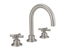 Widespread Faucet with High Curving Spout, Smooth Cross Handles