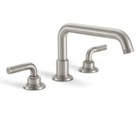 Tub Faucet with Squared Tubular Spout, Knurl Lever Handles