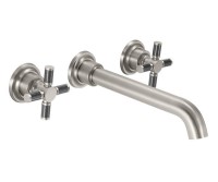 Wall Sink Faucet, Long Spout, Carbon Fiber Cross Handle