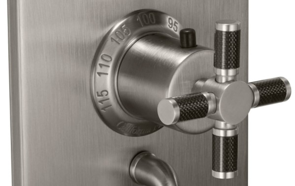 Brushed Nickel Thermostatic Control with Carbon Fiber Cross Handle