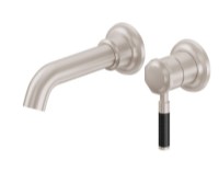 2 Piece Wall Faucet, Bent Tublar Spout, Single Carbon Fiber Lever Handle