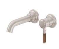 2 Piece Wall Faucet, Bent Tublar Spout, Single Teak Lever Handle