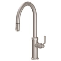 Curving Spout, Pull-down Spray, Industrial Lever Handle, Button Spray