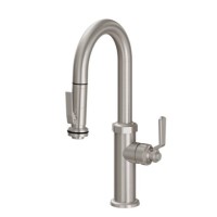 Curving Spout, Pull-down Spray,Squeeze Trigger, Industrial Lever
